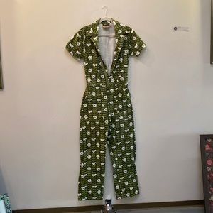 Big bud jumpsuit green flowers size xs